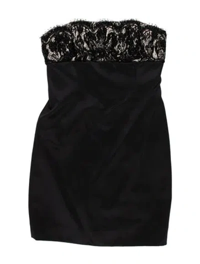 Pre-owned Carmen Marc Valvo Lace Pattern Mini Dress In Blue