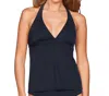 Carmen Marc Valvo Lattice Strappy Cross Back Tankini Top In Cmv Black In Multi
