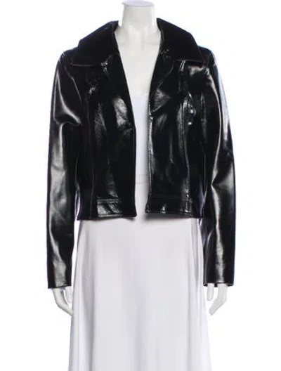 Pre-owned Carmen Marc Valvo Leather Evening Jacket In Black