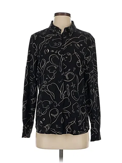 Pre-owned Carmen Marc Valvo Long Sleeve Blouse In Black