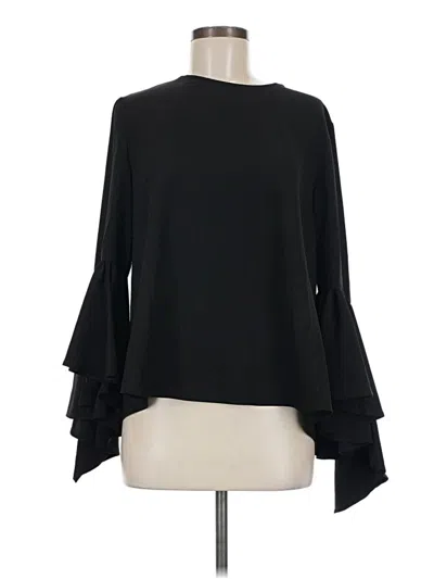 Pre-owned Carmen Marc Valvo Long Sleeve Blouse In Black