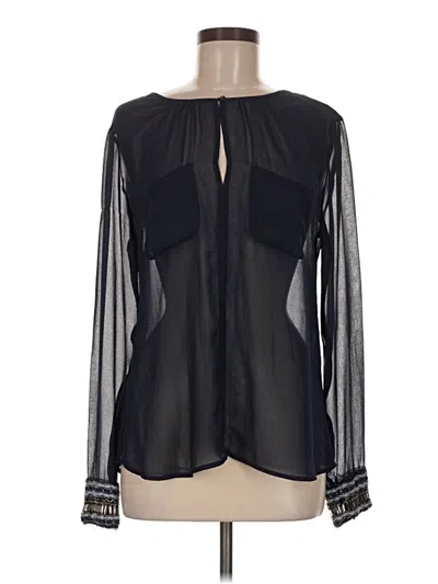 Pre-owned Carmen Marc Valvo Long Sleeve Blouse In Black
