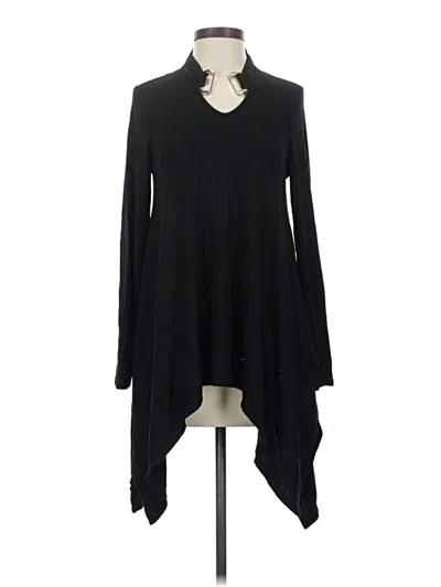 Pre-owned Carmen Marc Valvo Long Sleeve Top Black Cowl Neck Tops