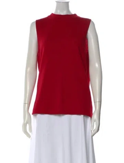 Pre-owned Carmen Marc Valvo Mock Neck Sweater In Red