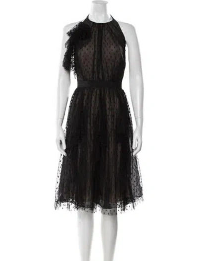 Pre-owned Carmen Marc Valvo Nylon Midi Length Dress In Black