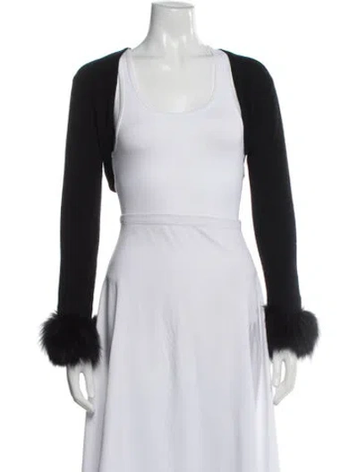 Pre-owned Carmen Marc Valvo Nylon Scoop Neck Sweater In Black