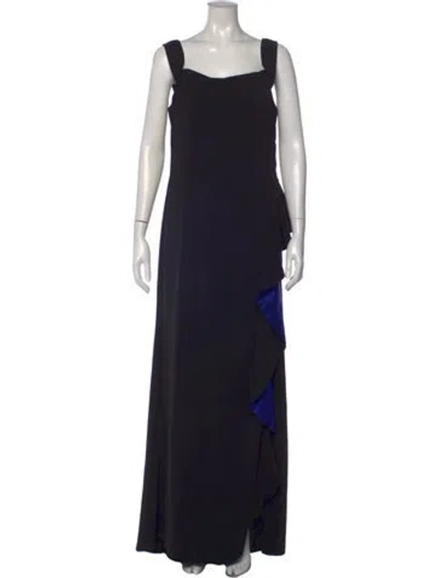 Pre-owned Carmen Marc Valvo Off-the-shoulder Long Dress In Black