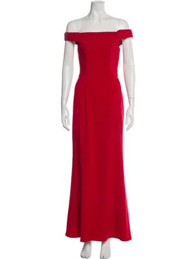Pre-owned Carmen Marc Valvo Off-the-shoulder Long Dress In Red