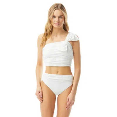 Carmen Marc Valvo One Shoulder Cropped Bikini Top In White