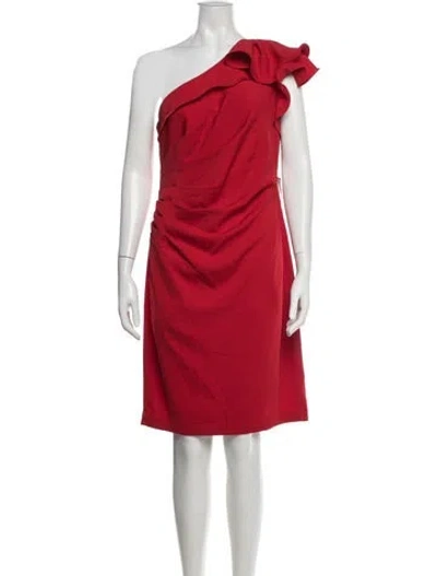 Pre-owned Carmen Marc Valvo One-shoulder Knee-length Dress W/ Tags In Red