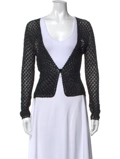 Pre-owned Carmen Marc Valvo Open Front Sweater In Black
