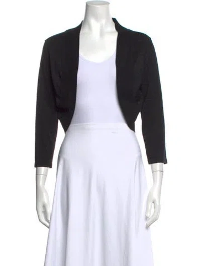 Pre-owned Carmen Marc Valvo Open Front Sweater In Black