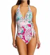 Carmen Marc Valvo Paisley Scarf Tie One Piece Swimsuit In Multi In Multi