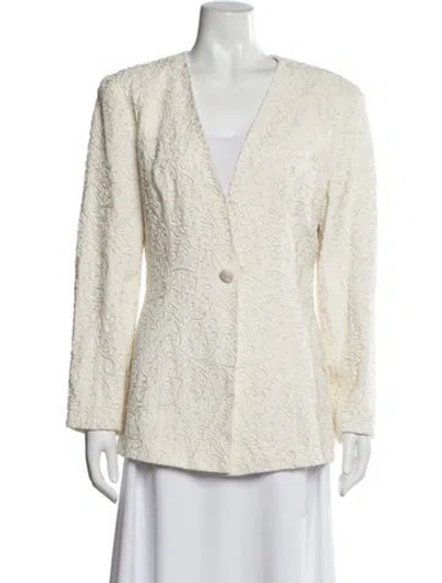 Pre-owned Carmen Marc Valvo Patterned Blazer In Neutral