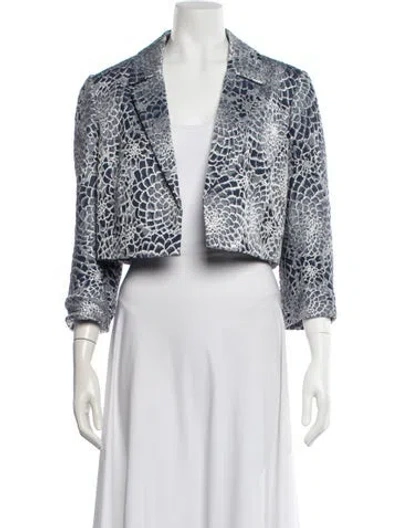 Pre-owned Carmen Marc Valvo Patterned Blazer In White