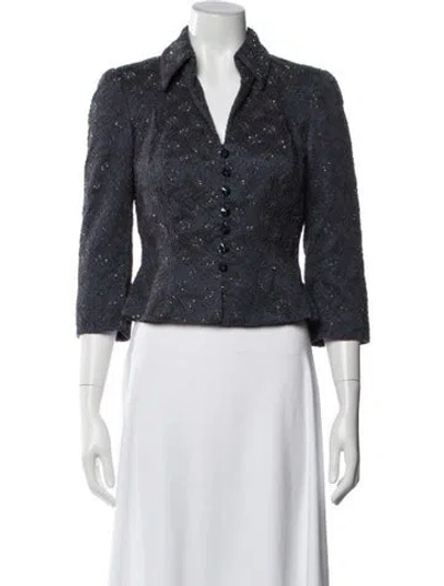 Pre-owned Carmen Marc Valvo Patterned Jacket In Blue