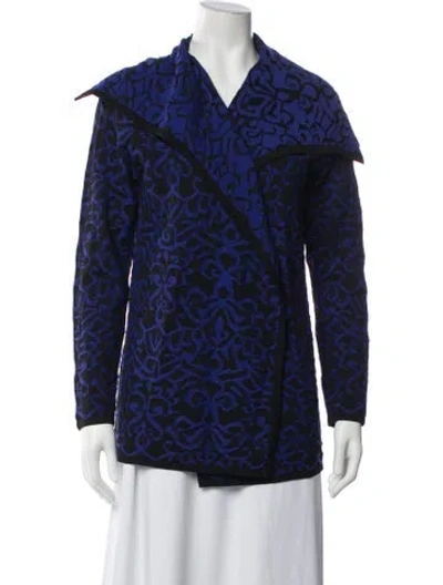 Pre-owned Carmen Marc Valvo Patterned Jacket In Blue