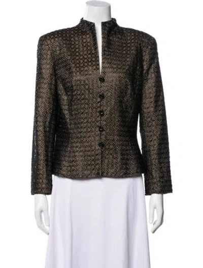 Pre-owned Carmen Marc Valvo Patterned Jacket In Green