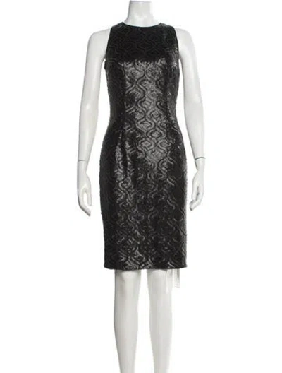 Pre-owned Carmen Marc Valvo Patterned Knee-length Dress In Black