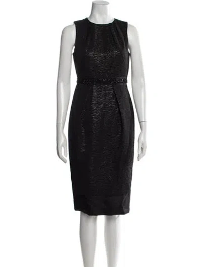 Pre-owned Carmen Marc Valvo Patterned Knee-length Dress In Black