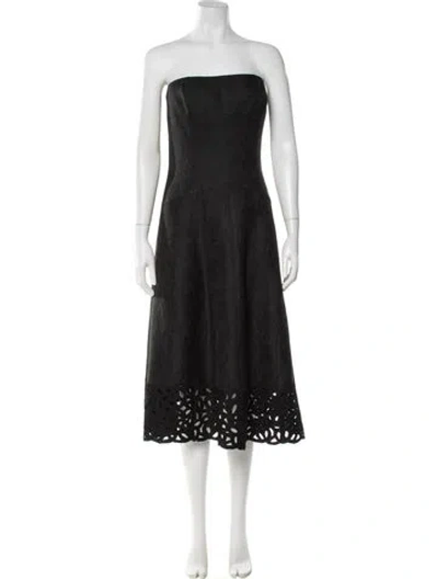 Pre-owned Carmen Marc Valvo Patterned Midi Length Dress In Black