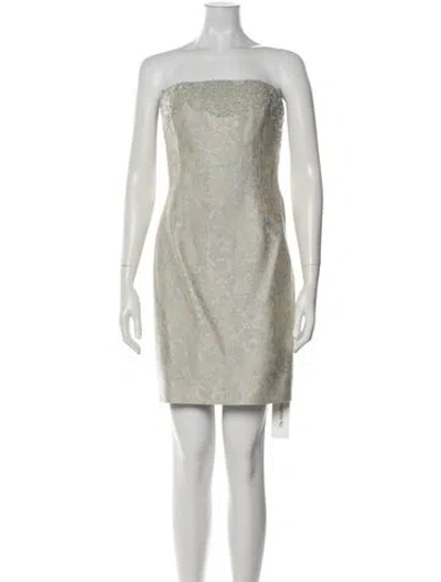 Pre-owned Carmen Marc Valvo Patterned Mini Dress In Neutral
