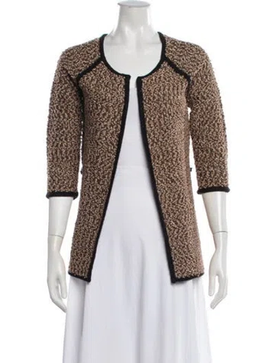 Pre-owned Carmen Marc Valvo Patterned Open Front Sweater In Multicolor