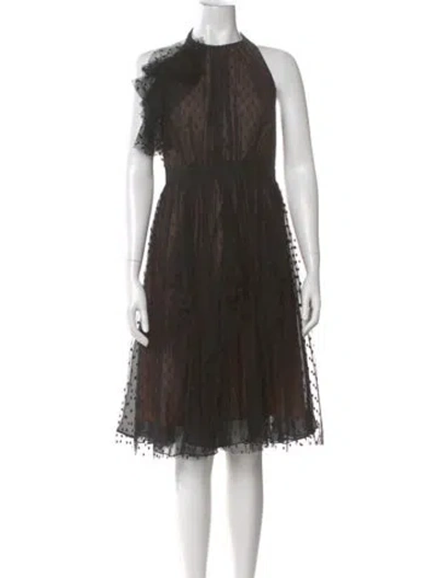 Pre-owned Carmen Marc Valvo Polka Dot Print Knee-length Dress
