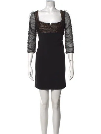 Pre-owned Carmen Marc Valvo Polka Dot Print Mini Dress In Black