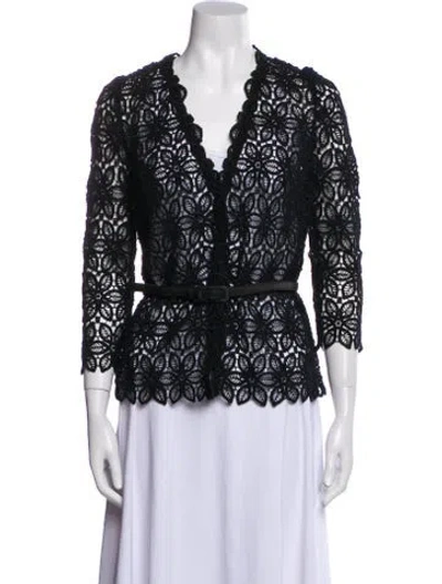 Pre-owned Carmen Marc Valvo Printed Evening Jacket In Black