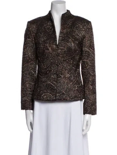 Pre-owned Carmen Marc Valvo Printed Evening Jacket In Brown
