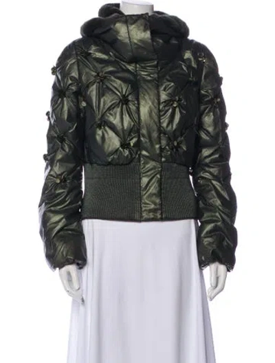 Pre-owned Carmen Marc Valvo Printed Jacket In Green