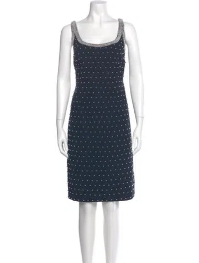Pre-owned Carmen Marc Valvo Printed Knee-length Dress In Blue