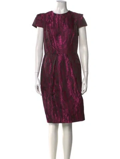 Pre-owned Carmen Marc Valvo Printed Knee-length Dress In Purple