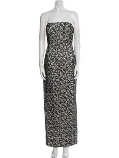 Pre-owned Carmen Marc Valvo Printed Long Dress In Neutral