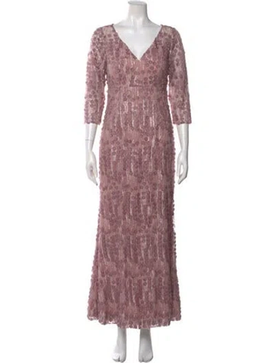 Pre-owned Carmen Marc Valvo Printed Long Dress In Pink