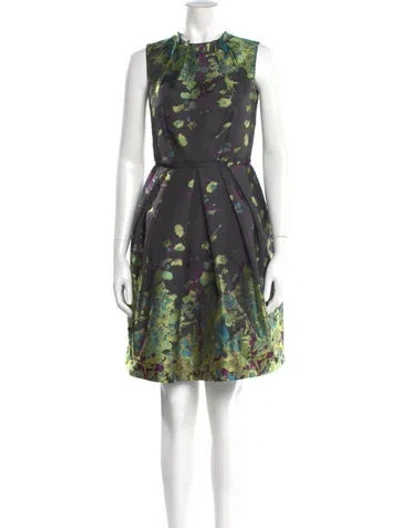 Pre-owned Carmen Marc Valvo Printed Mini Dress In Black