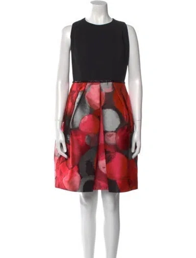 Pre-owned Carmen Marc Valvo Printed Mini Dress In Black