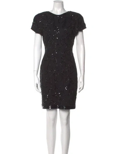 Pre-owned Carmen Marc Valvo Printed Mini Dress In Black