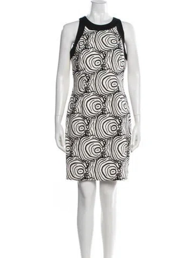 Pre-owned Carmen Marc Valvo Printed Mini Dress In Black