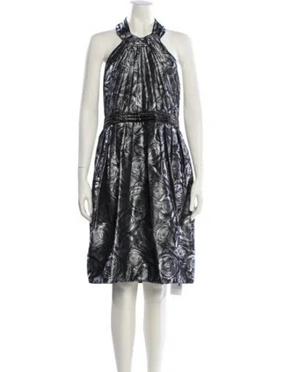 Pre-owned Carmen Marc Valvo Printed Mini Dress In Multi