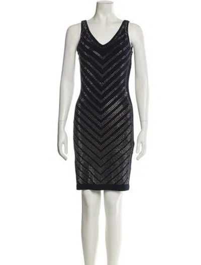 Pre-owned Carmen Marc Valvo Printed Mini Dress In Multi