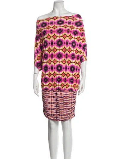 Pre-owned Carmen Marc Valvo Printed Mini Dress In Multicolor