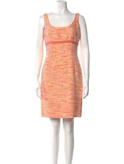 Pre-owned Carmen Marc Valvo Printed Mini Dress In Orange