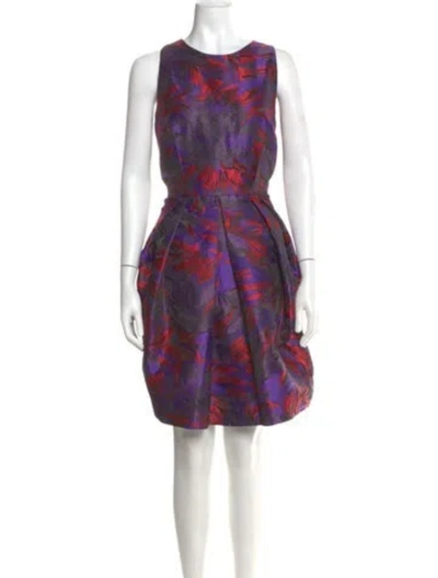 Pre-owned Carmen Marc Valvo Printed Mini Dress In Purple