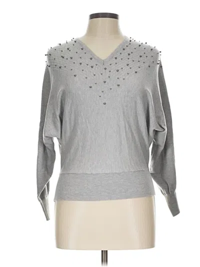 Pre-owned Carmen Marc Valvo Pullover Sweater In Silver