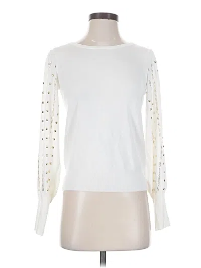 Pre-owned Carmen Marc Valvo Pullover Sweater In White