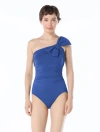 Carmen Marc Valvo Ruched One Shoulder One Piece Swimsuit