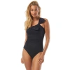 Carmen Marc Valvo Ruched One Shoulder One Piece Swimsuit In Black