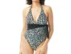 Carmen Marc Valvo Scarf Tie V-neck Halter One Piece Swimsuit In Black In Black